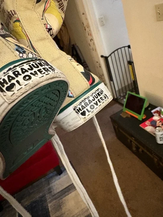 Harajuku Lovers Beige Graphic High-Top Sneakers - Picture 4 of 4